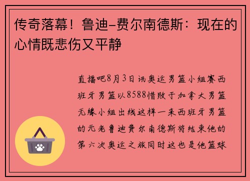 传奇落幕！鲁迪-费尔南德斯：现在的心情既悲伤又平静